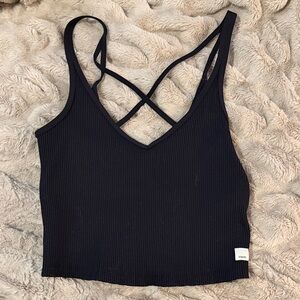 Vuori Black Ribbed V-Neck Camisole